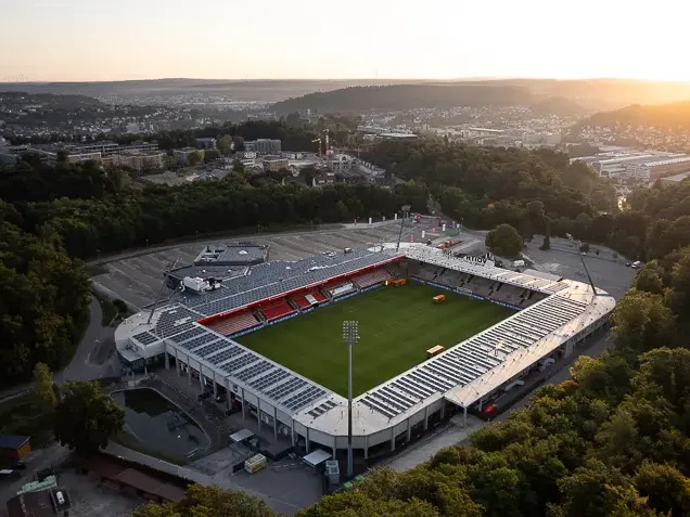 Luftbild der Voith Arena in Heidenheim