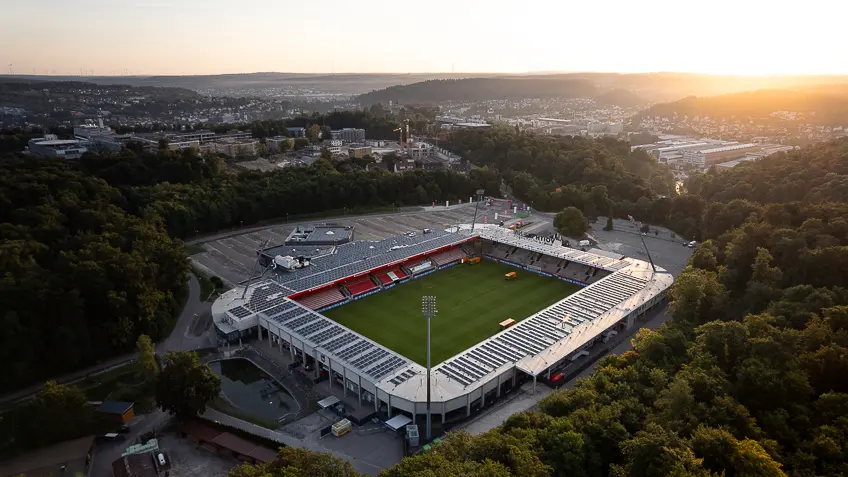 Luftbild der Voith Arena in Heidenheim