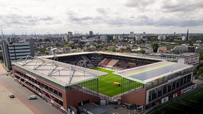 Luftbild des Millerntorstadions in Hamburg Sankt Pauli