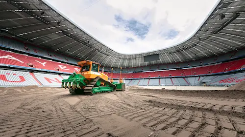 Rasentragschicht in einem Fußballstadion